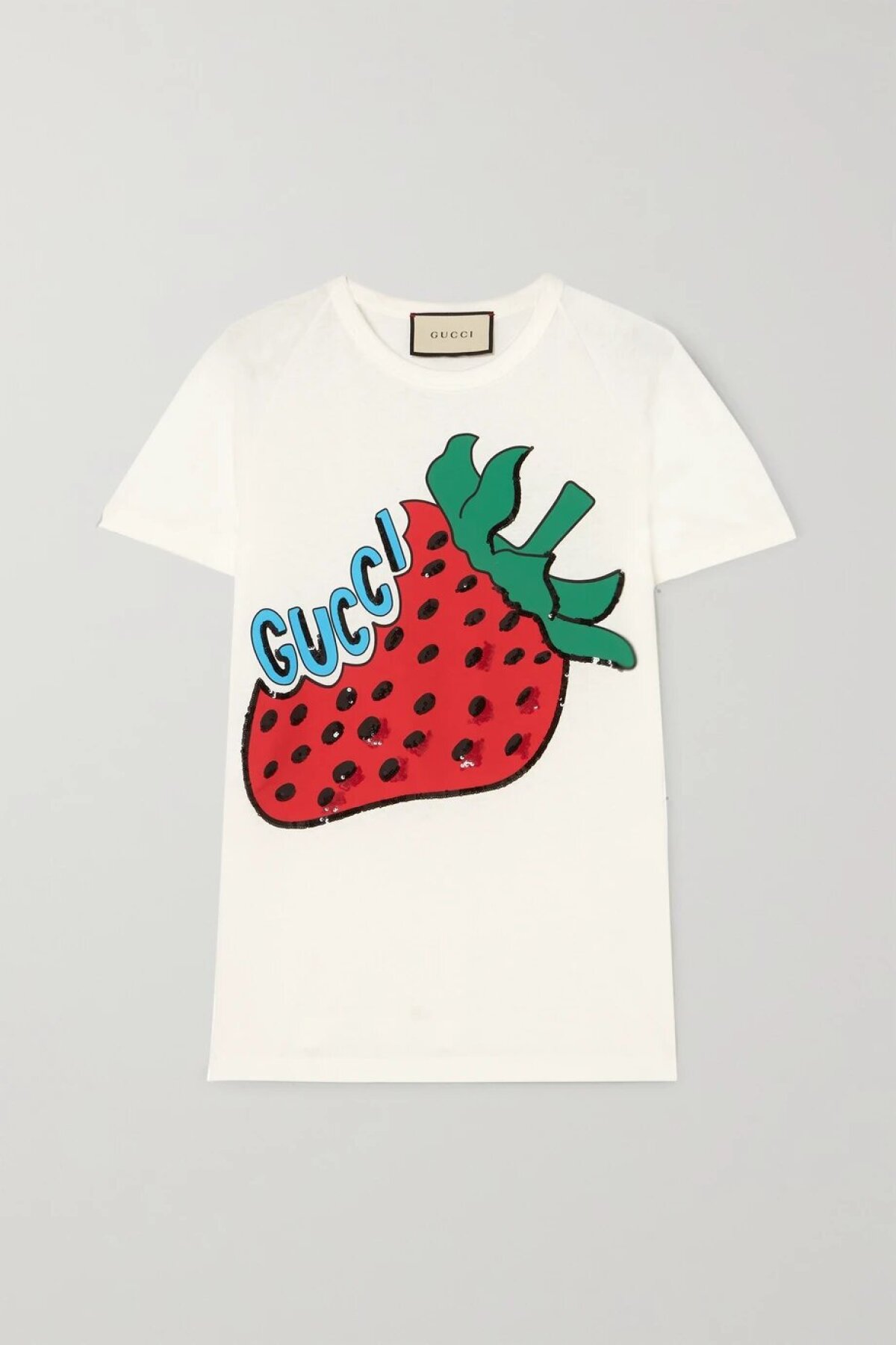 Detské tričko s logom a vyšívaným motívom Gucci. Predáva sa za 590 eur na Net-a-porter.com.