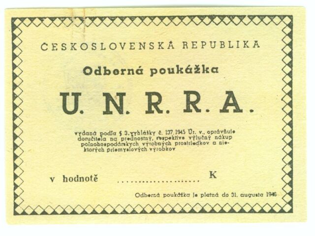 poukážka, UNRRA