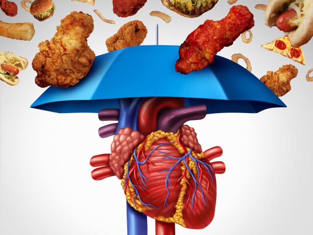 srdce, cholesterol, fastfood, jedlo, dáždnik