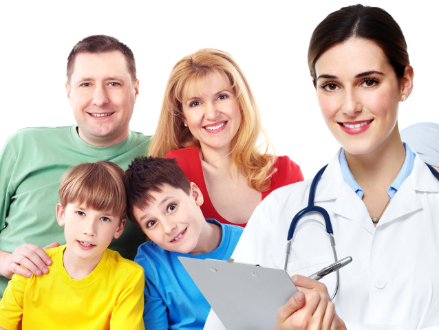rodina, rodičia, deti, doktorka, úsmev, prevencia