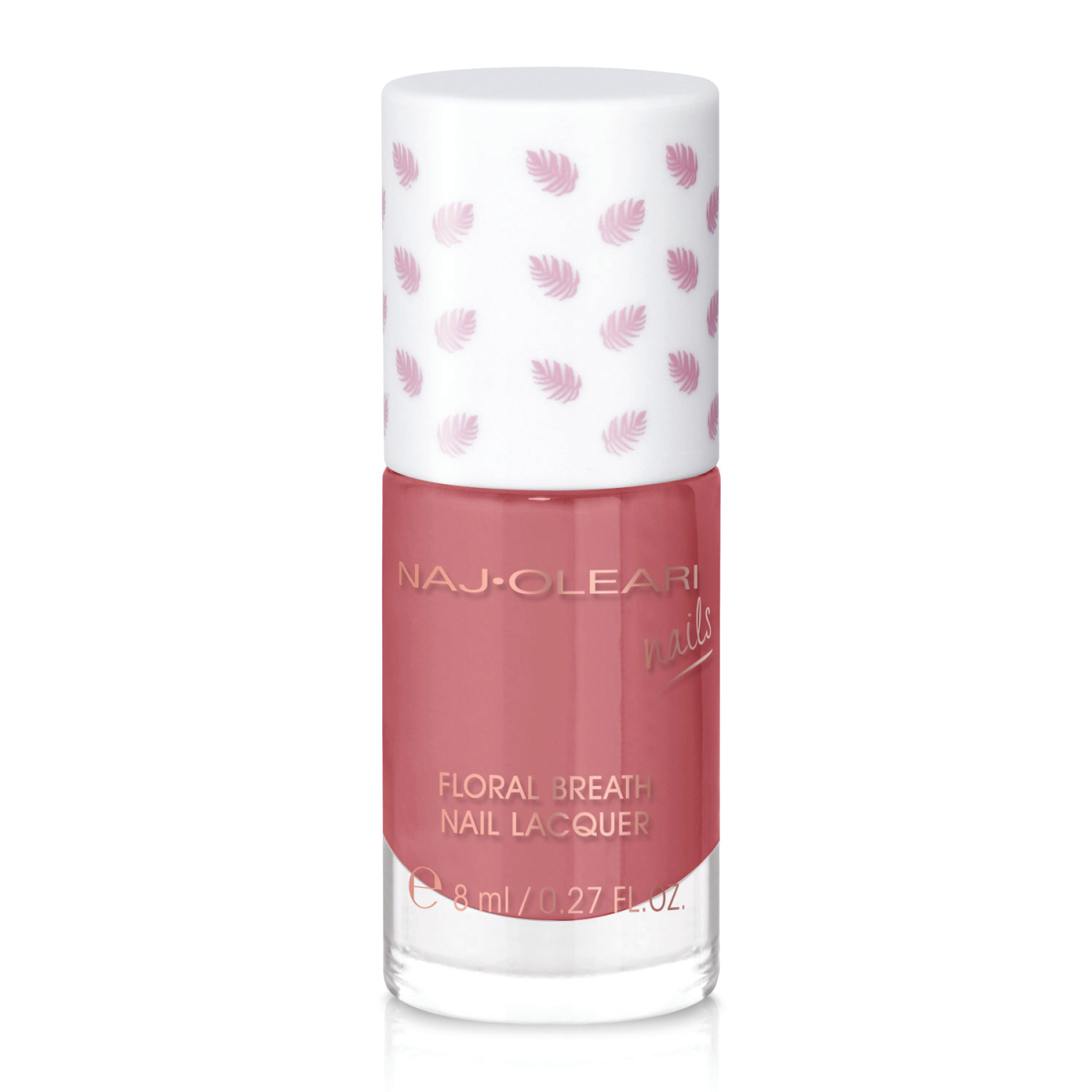 Lak na nechty Naj Oleari Floral Breath, odtieň Mauve. Predáva sa v sieti parfumérií FAnn.