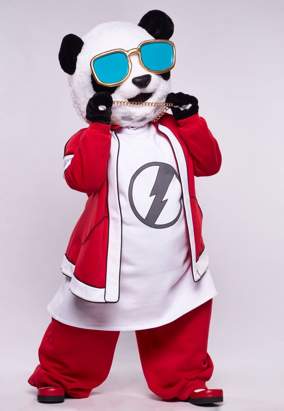 panda, zlatá maska,