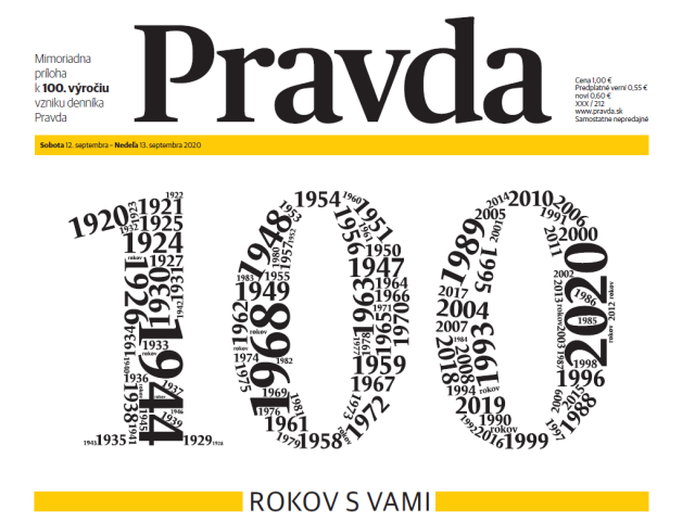 100 rokov s vami, Pravda, titulka