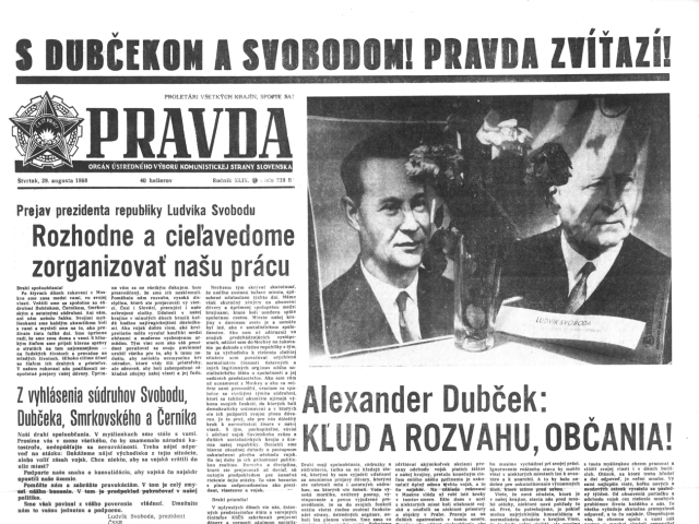 Pravda, titulná strana, titulka 29. august 1968