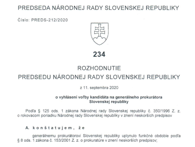 rozhodnutie voľba GP generálneho prokurátora