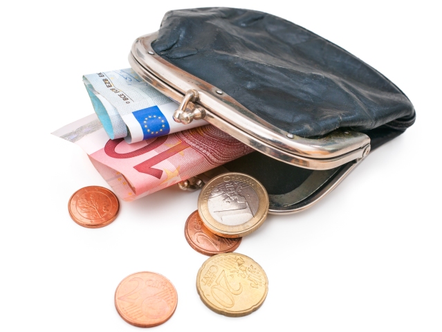 peňaženka, peniaze, euro