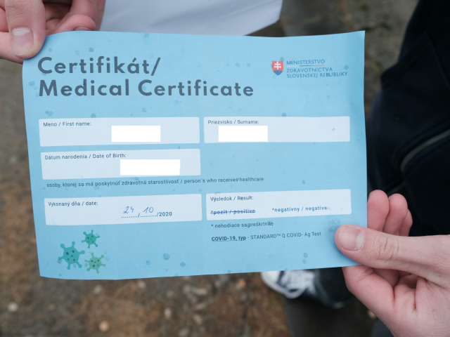koronavírus, testovanie, Orava, certifikát, COVID-19