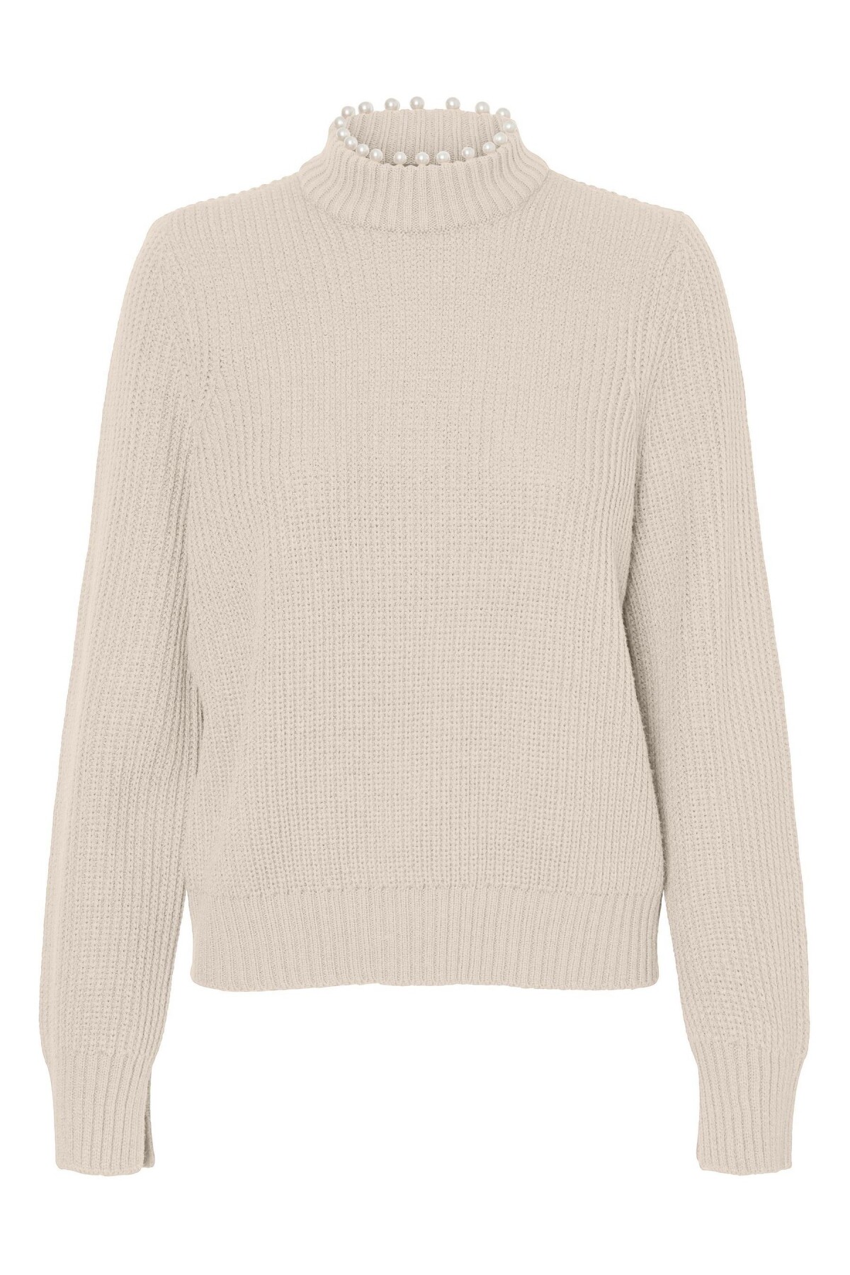 Dámsky pulóver s rolákovým golierom zdobený perličkami Vero Moda. Predáva sa za 44 eur.