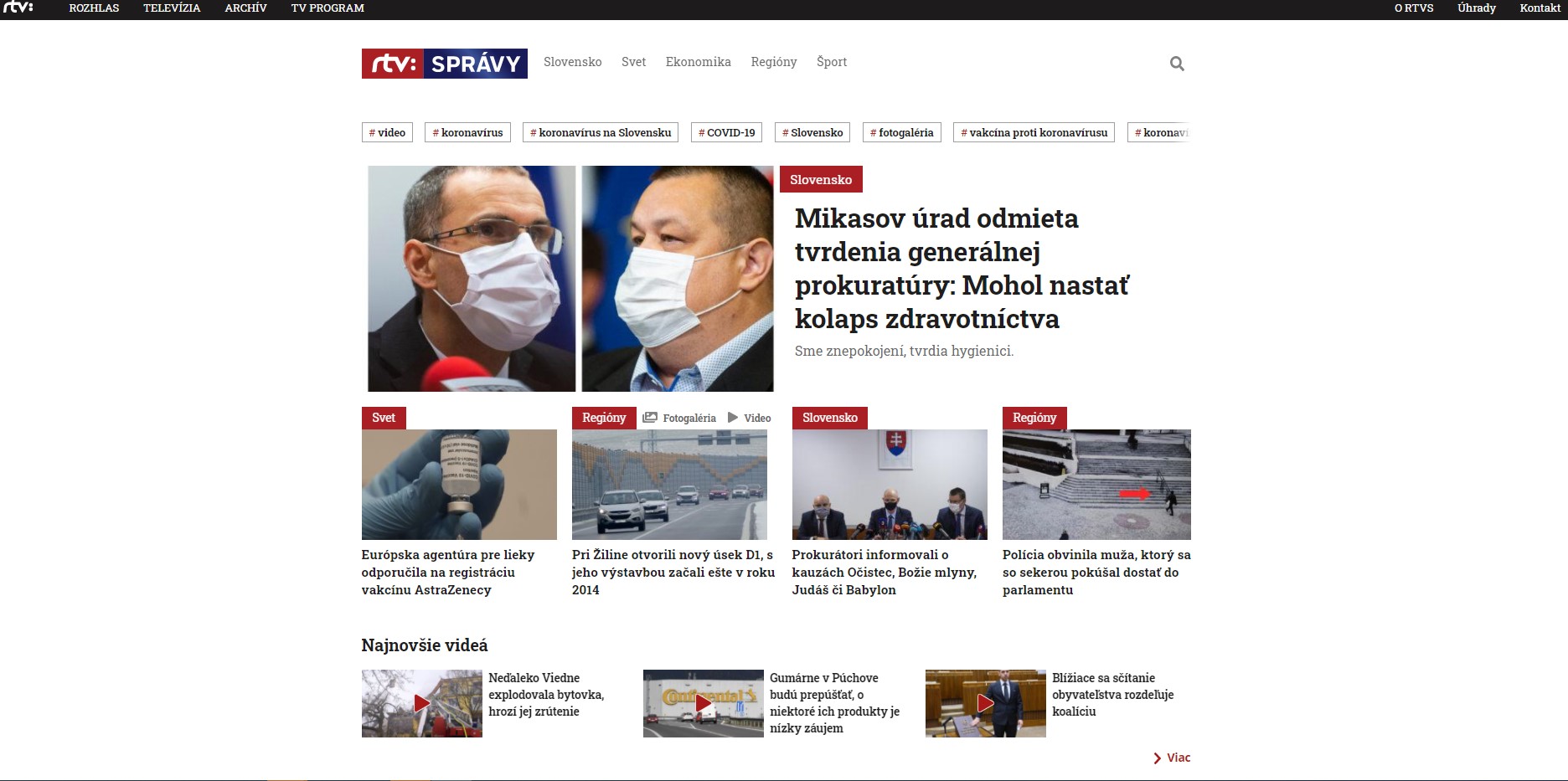 Pohľad na nový spravodajský portál RTVS.