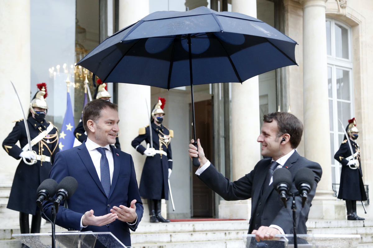 Emmanuel Macron a Igor Matovič, Paríž 3. 2. 2021