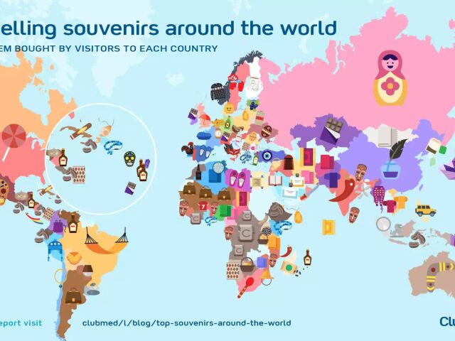mapa, suveníry, club med
