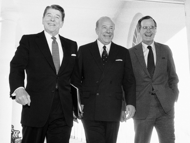 George Shultz, George Bush, Ronald Reagan, USA, politici