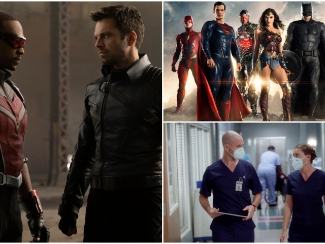 falcon and the winter soldier, liga spravodlivosti, greys anatomy,