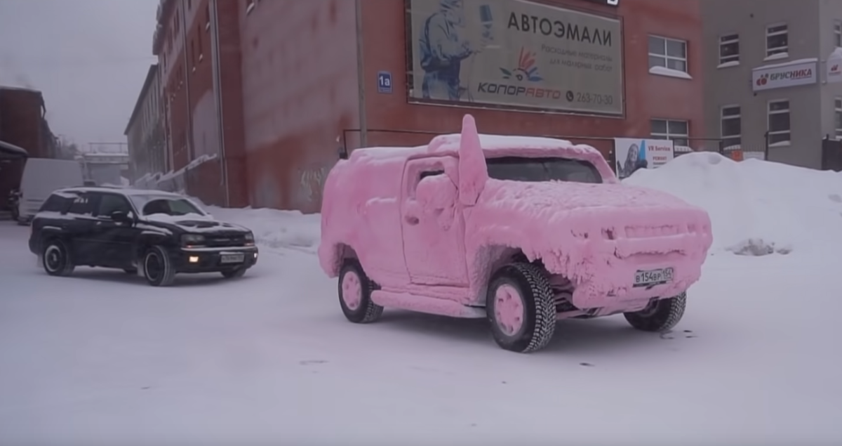 Rus - umývanie auta v zime