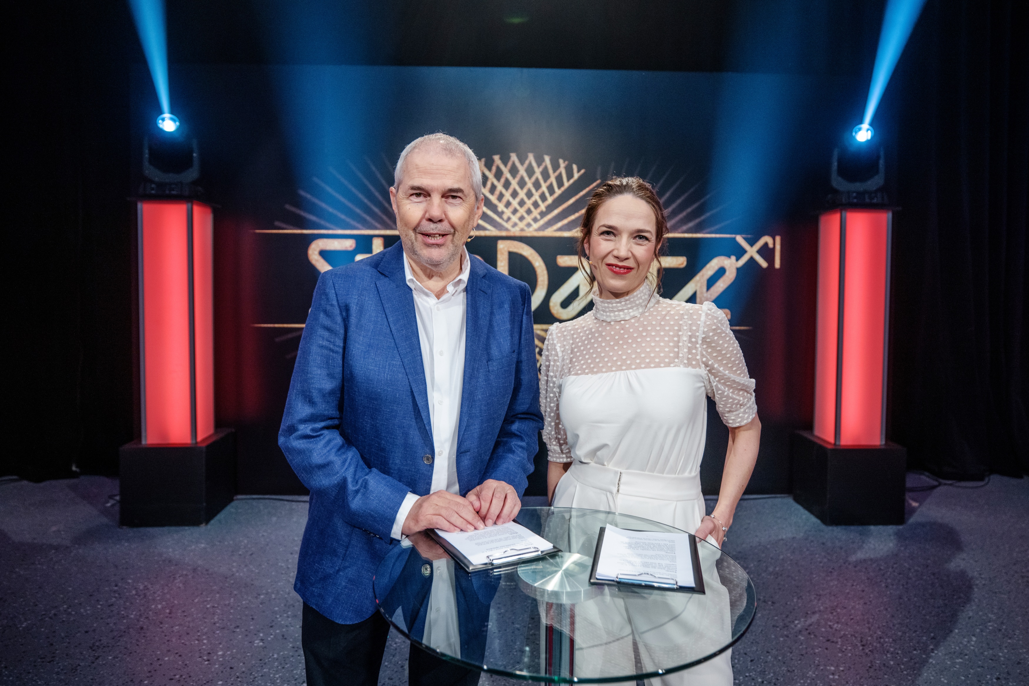 Moderátorská dvojica Tereza Kostková a Marek Eben v StarDance...když hvězdy tančí.