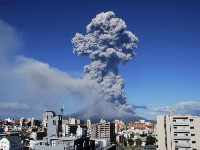 Japonsko Kjúšu sopka erupcia
