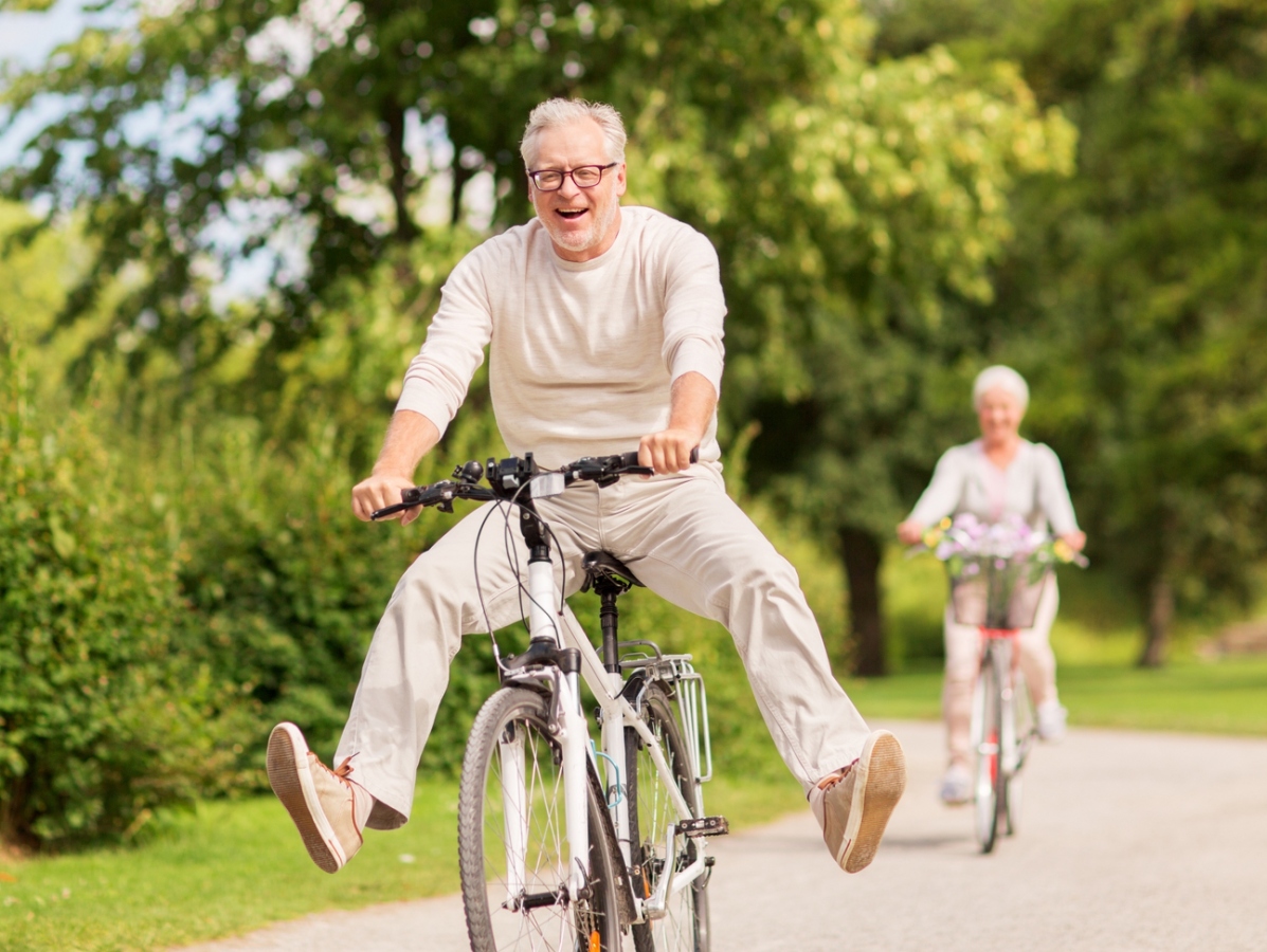 šport, zábava, seniori, bicykel, pohyb, príroda