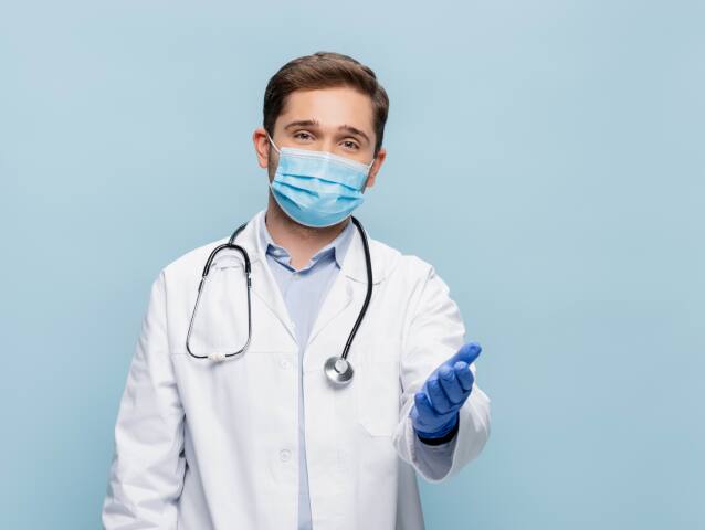 doktor, stetoskop, rúško, pomoc