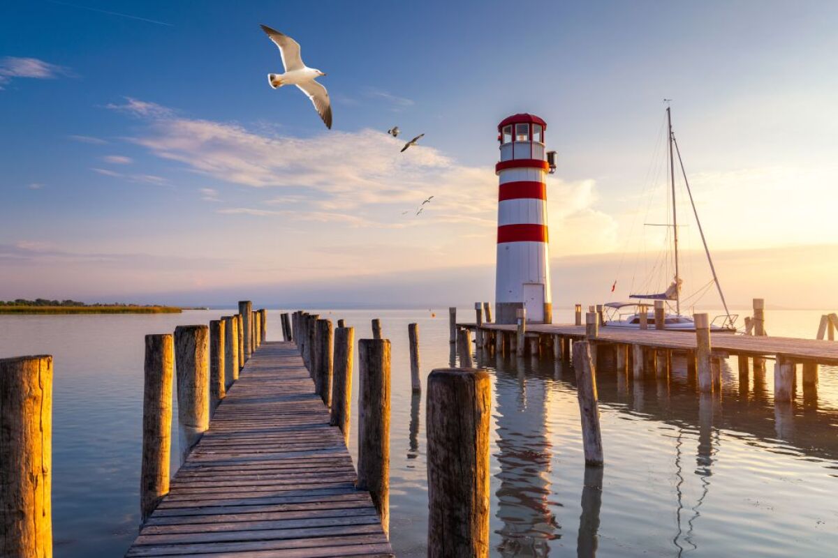 maják, Podersdorf am See, Neziderské jazero, Rakúsko