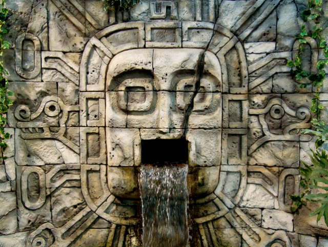 Maya Aztec style stone statue detail