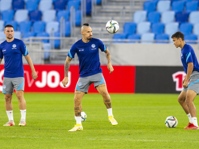 SR Futbal MS kval. H Chorvátsko tréning BAX