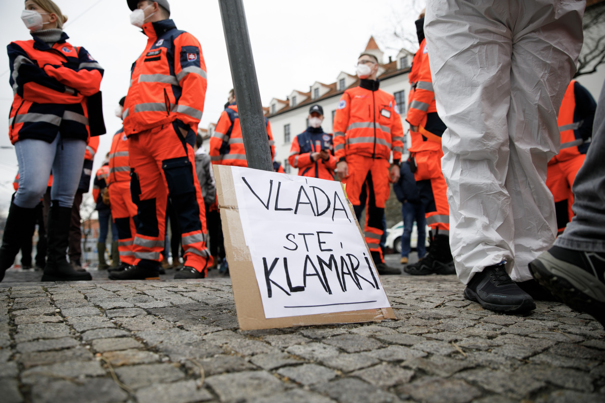 protest záchranári
