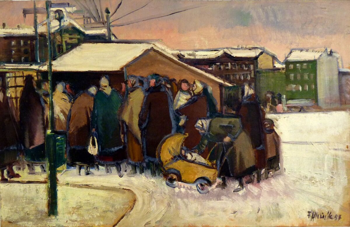 Na trhu, olej, 1957.