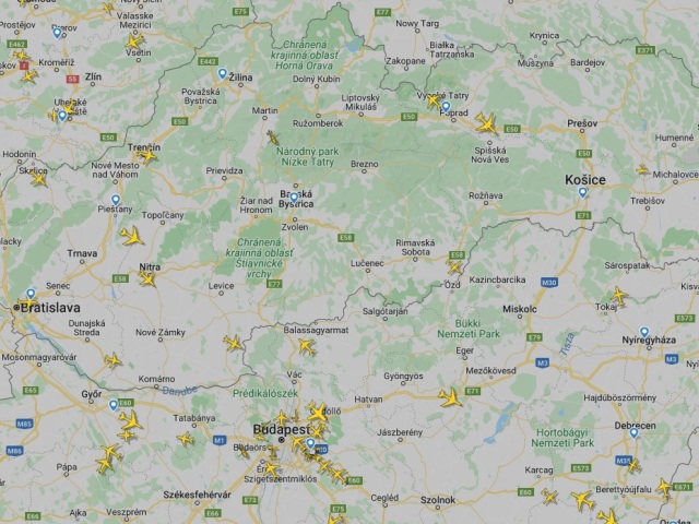 flightradar letova mapa slovensko lietadlo lietanie letisko