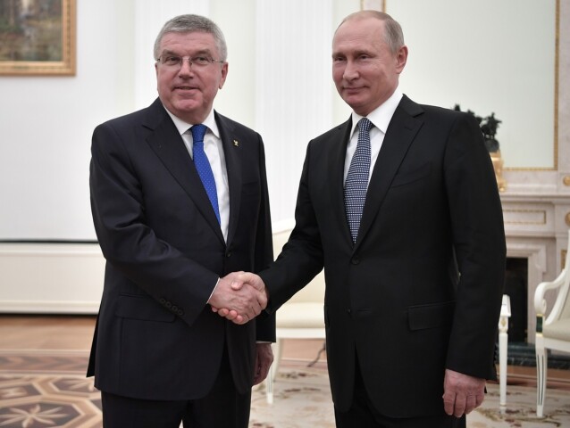 Šéf MOV Thomas Bach na návšteve u ruského prezidenta Vladimira Putina v roku 2018.