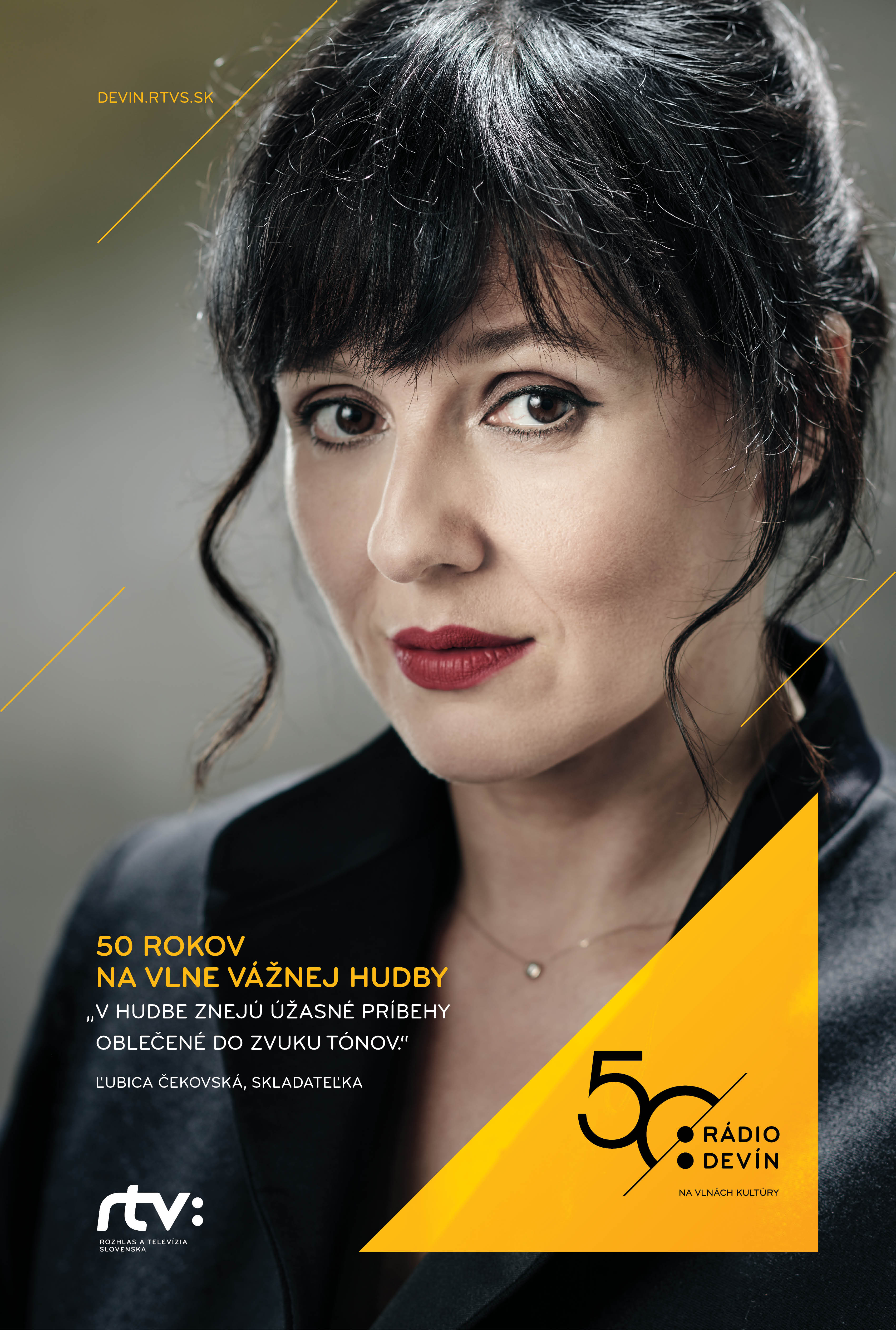 Ľubica Čekovská v kampani Rádia Devín.