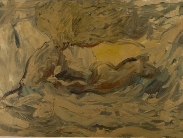 Senza titolo tempera e polvere d oro su carta intelata, 1980, 150 x 267