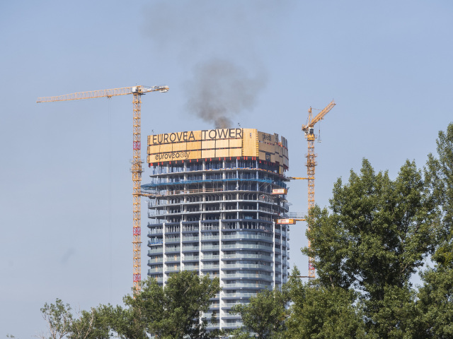 Bratislava požiar Eurovea Tower