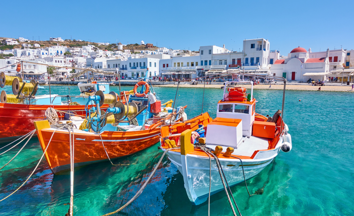 Mykonos, Grécko, lode, člny