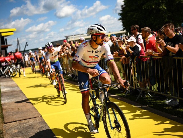 Peter Sagan pred štartom etapy.