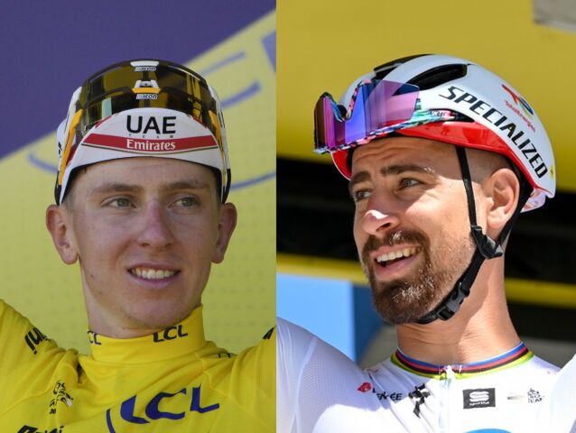 Wout van Aert, Tadej Pogačar a Peter Sagan.