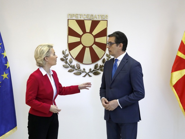 von der Leyenová Stevo Pendarovski  macedónsko