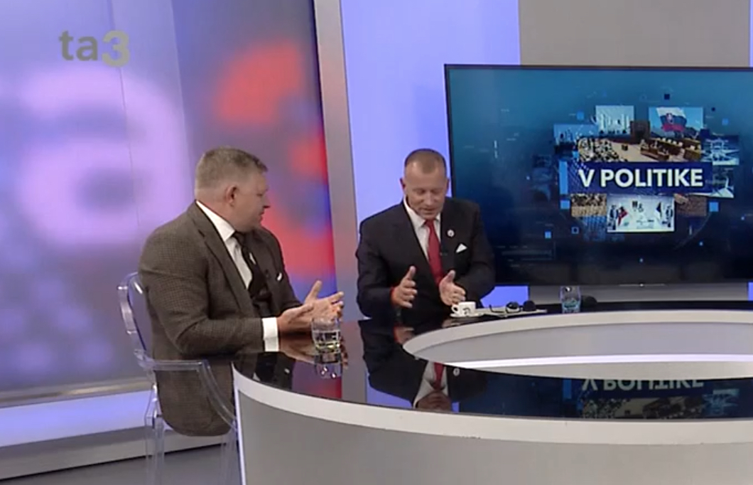 Robert Fico a Boris Kollár v televízii ta3.