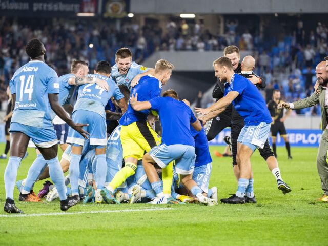 SR šport futbal EKL play off odvety Slovan Mostar BAX