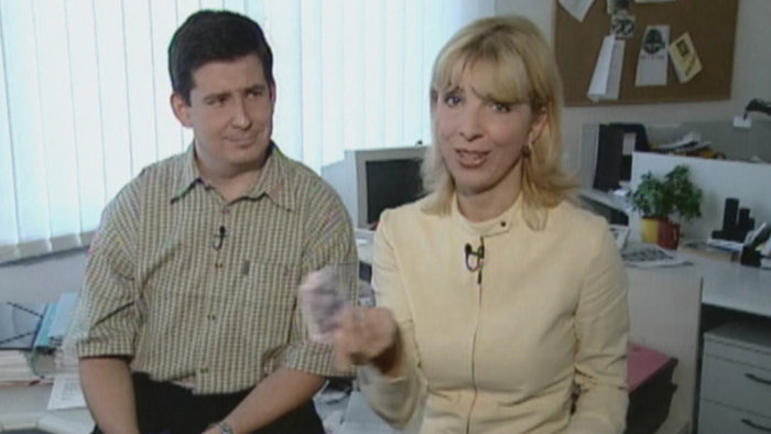 Patrik Herman a Eva Černá na archívnom zábere z relácie Lampáreň.