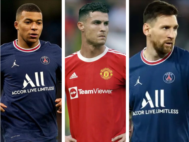 Kylian Mbappé, Cristiano Ronaldo, Lionel Messi