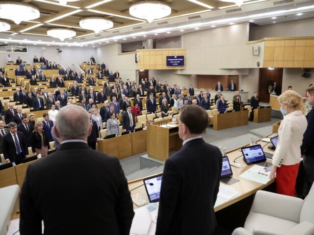 Pohľad do rokovacej sály dolnej komory ruského parlamentu