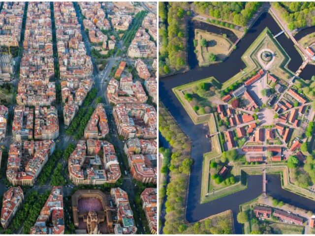 koláž, Barcelona, pevnosť Bourtange, Groningen