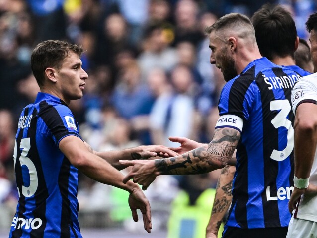 Nicolo Barella a Milan Škriniar.