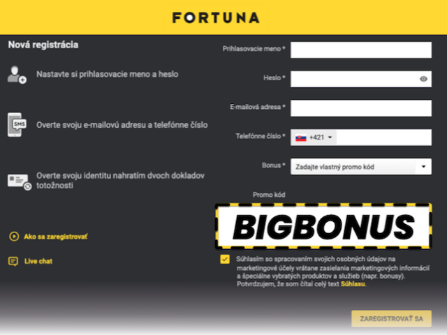 Fortuna - promo kód