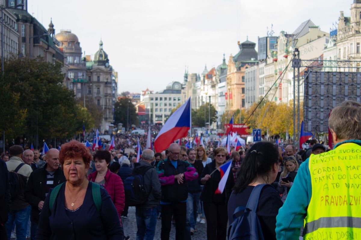 ČR Praha Protest Vláda Fiala