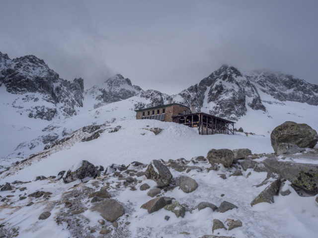 Téryho chata, Vysoké Tatry, zima, sneh túra, hory, vysokohorská turistika