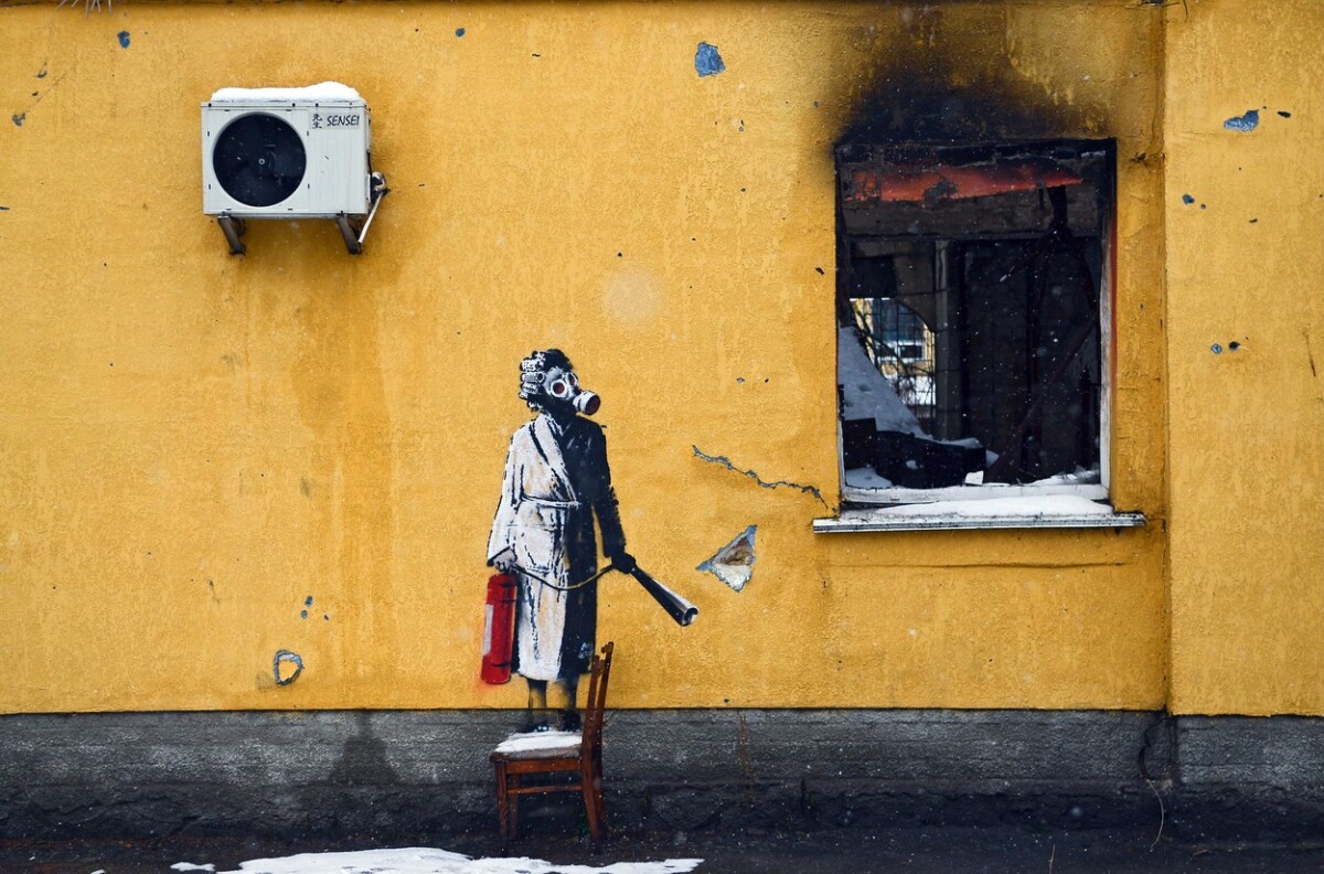 Banksy maľba Ukrajina Hostomel