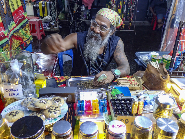 marihuana, konope, predavač, Khao San Road, Bangkok