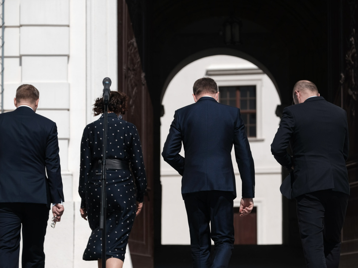 koaličná zmluva, podpis, Bratislavský hrad, Boris Kollár, Igor Matovič, Richard Sulík, Veronika Remišová