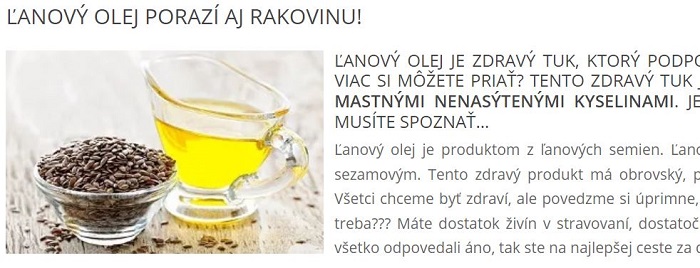 Rada pre reklamu, ľanový olej